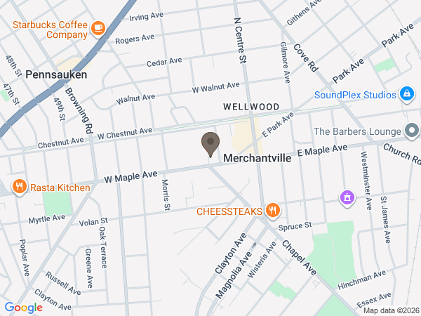 Map showing location of Gaskill Brown Funeral home