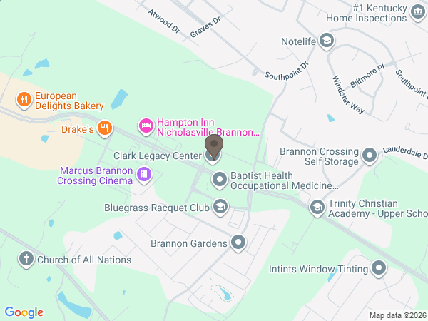 Map showing location of Clark Legacy Center: Nicholasville