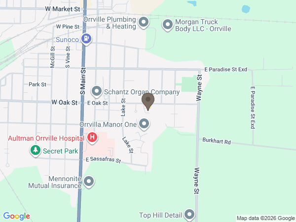 Map showing location of Auble Funeral Home