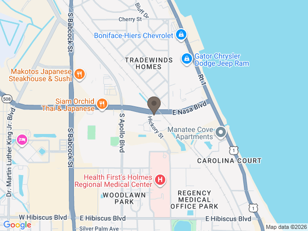 Map showing location of Tulip Melbourne - Florida Space Region