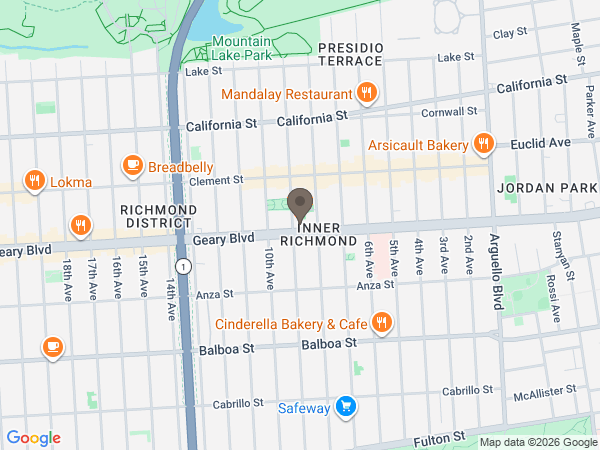 Map showing location of Bay Area Cremation Services - San Francisco