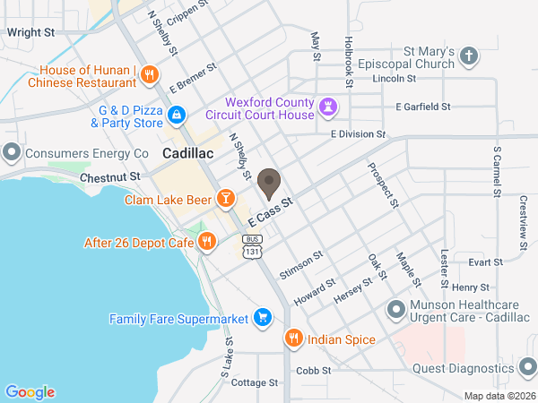 Map showing location of Peterson Funeral Home, Inc.