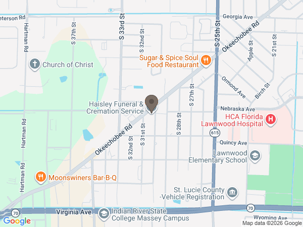 Map showing location of HAISLEY FUNERAL HOME
