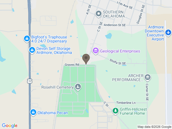 Map showing location of Griffin Hillcrest FH
