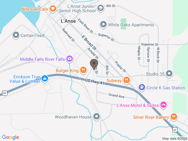 Map showing location of Jacobson Funeral Home Inc