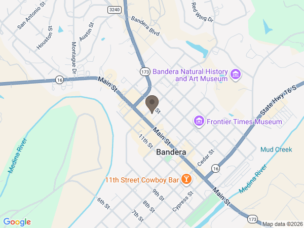 Map showing location of Grimes Bandera Funeral Chapel
