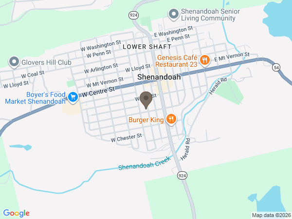 Map showing location of Walukiewicz-Oravitz Fell Funeral Home