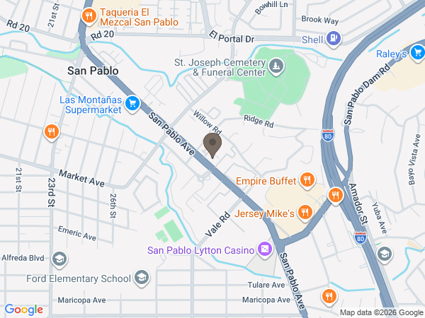 Map showing location of Wilson & Kratzer Mortuaries: Mission Bells Chapel