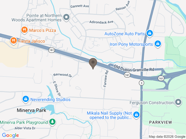 Map showing location of Newcomer Funeral Service Group: NE Columbus Chapel