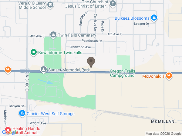 Map showing location of Wilks Magic Valley Funeral Home