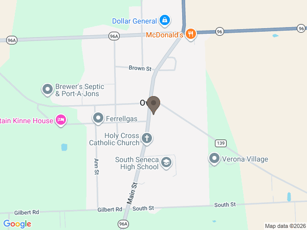 Map showing location of Covert Funeral Home
