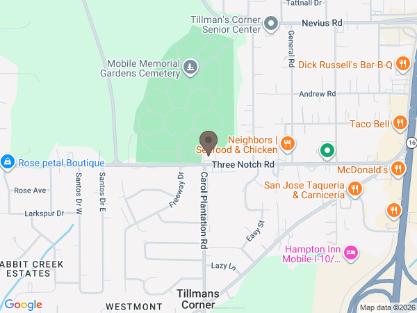 Map showing location of Mobile Memorial Gardens Funeral Home