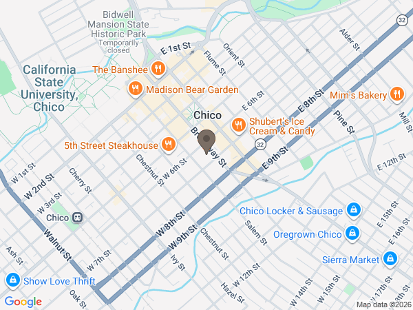 Map showing location of Brusie Funeral Home
