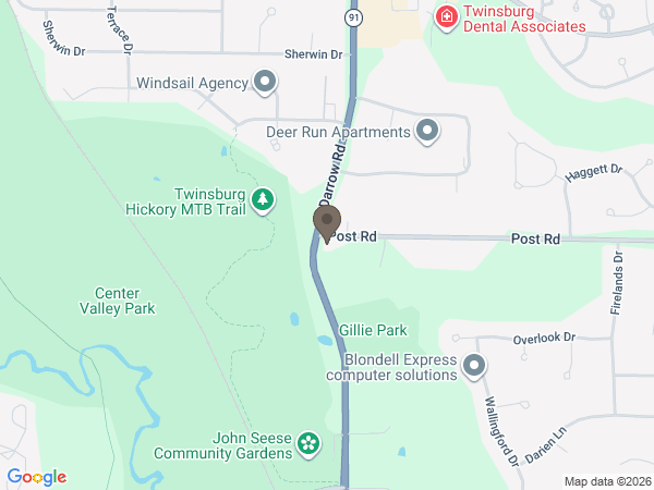 Map showing location of Busch-Romito Funeral Home: Twinsburg