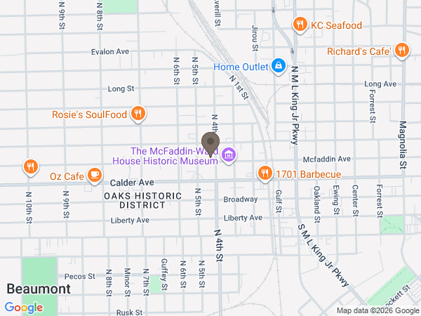 Map showing location of Broussard's Mortuary